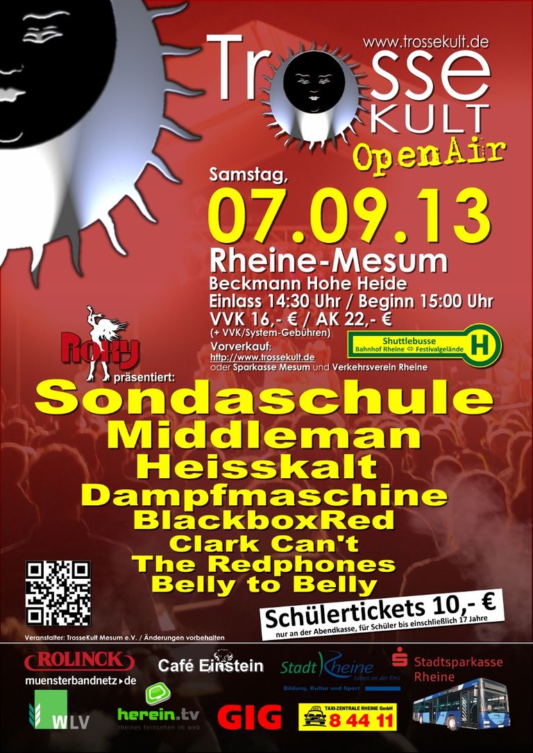 Trosse Kult Open Air 2013, Sondaschule, Middleman, Heisskalt, Dampfmaschine, BlackboxRed, Clark Can't, The Redphones, Belly to Belly