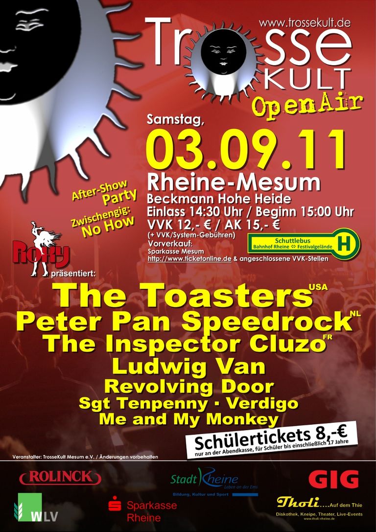 Trosse Kult Open Air 2011, The Toasters, Peter Pan Speedrock, The Inspector Cluzo, Ludwig Van, Revolving Door, Sgt Tenpenny, Verdigo, Me and My Monkey