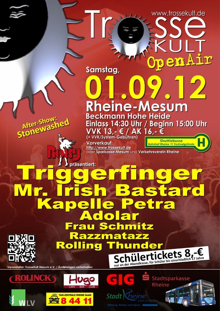 Trosse Kult Open Air 2012, Triggerfinger, Mr. Irish Bastard, Kapelle Petra, Adolar, Frau Schmitz, Razzmatazz, Rolling Thunder